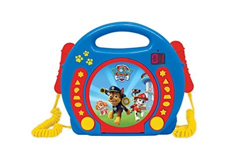 Image of Lexibook, Paw Patrol, Portable CD player with Microphones, Music Player, Repeat and Programming, Karaoke, Headphones jack, Blue, RCDK100PA