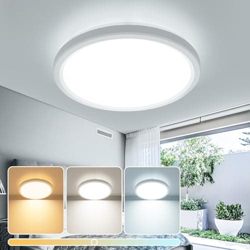 Image of slochi Bathroom Lights,15W 1500 LM Round Ceiling Lights,3000-6500K Ultra-Thin,Small,Dome,Waterproof Modern LED Flush Mount Ceiling Lamp for Bedroom,Kitchen,Utility RoomØ18CM