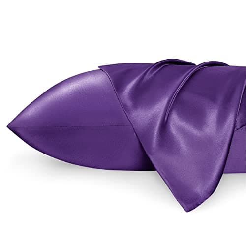 Image of Bedsure Satin Pillowcase for Hair - Similar to Silk Pillowcase, Cooling Pillow Cases 2 Pack with Envelope Closure, Gifts for Women, Queen & Standard Size 50x75 cm, Petunia Purple