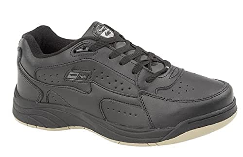 Image of R DEK, T187A-7 'Orleans' Mens Wider Fitting Leather Trainers Lace-up, Non Marking Sole Black Size 7 UK