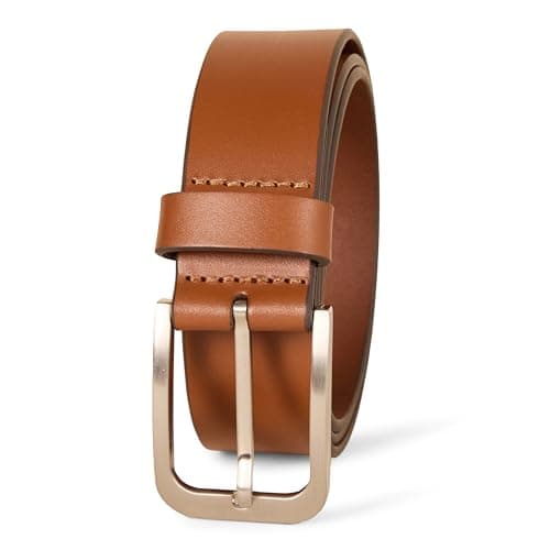 Image of Amazon Essentials Men's Classic Jean Leather Belt, Tan, 34