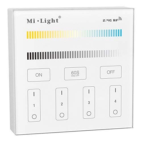 Image of lighteu, Milight Miboxer 4 Zone CCT Adjust Wall Mounted Smart Panel Remote Controller for All Milight Miboxer Dual White LED Bulbs and LED Controllers T2
