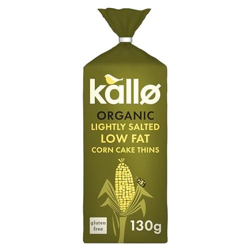 Image of Kallo Organic Corn Cake Thins, Wholegrain Lightly Salted Slices, Low Fat Healthy Snacks, Vegan Friendly, Gluten Free & Sugar Free with No Artificial Colours or Flavours, Multi Pack – 12 x 130g
