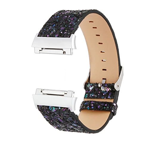 Image of NEO+ Compatible with Fitbit Ionic Band, Leather Glitter Bling Band Wristband Strap compatible with Fitbit Ionic Smart Watch Fitness Tracker
