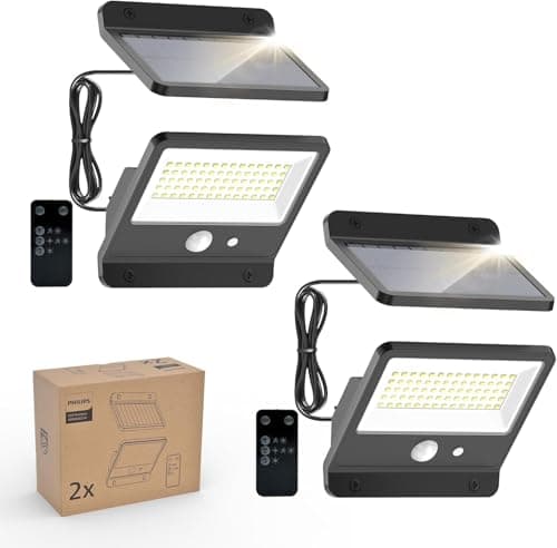 Image of Philips Solar Security Outdoor LED 6500K, Solar-Powered Flood w/PIR Motion Sensor, Remote Control w/16ft Cable, IP65 Waterproof, 3 Modes (2)