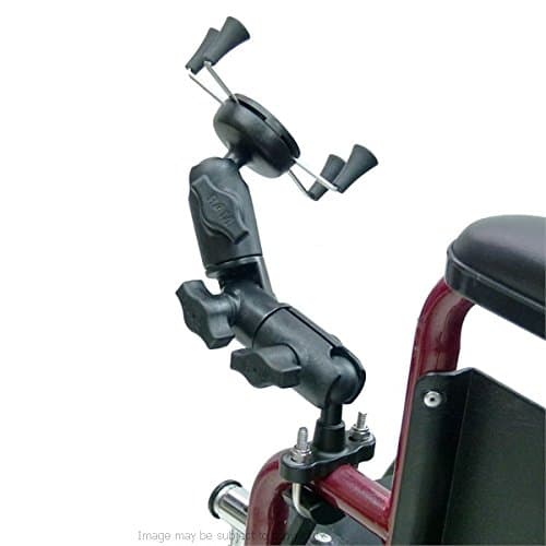 Image of RAM Wheelchair U-Bolt Mount with Double Socket Swivel Arm and X-Grip Universal Phone Holder (sku 21550)