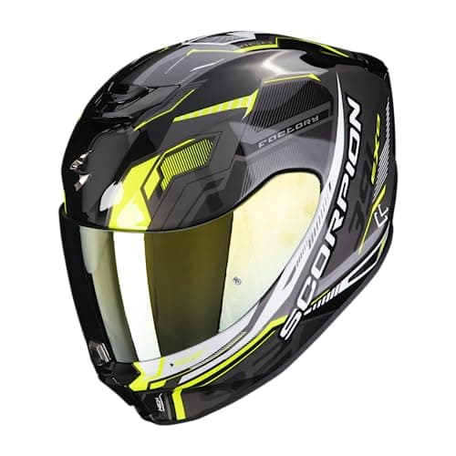 Image of Scorpion, Exo-391 Full Motorcycle Helmets, Black-Silver-Neon-Yellow, XL, Unisex-Adult
