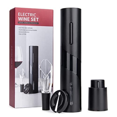 Image of Mafiti Red Wine Accessories Gift Set - Electric Corkscrew with Foil Cutter, Wine Vacuum Stopper and Aerator Pourer for Special Occasions