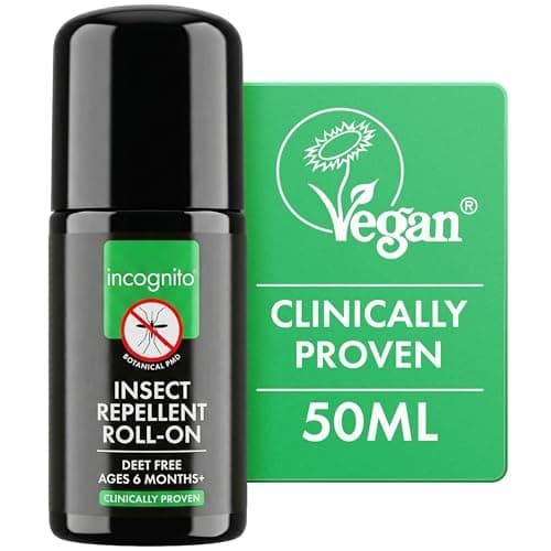 Image of INCOGNITO Insect Repellent Roll on 50 ml - Maximum Strength, Vegan, DEET free formula - Mosquito Repellent and Effective On All Biting Insects - Travel Friendly - Bug Repellent Suitable for Humans, Transparent