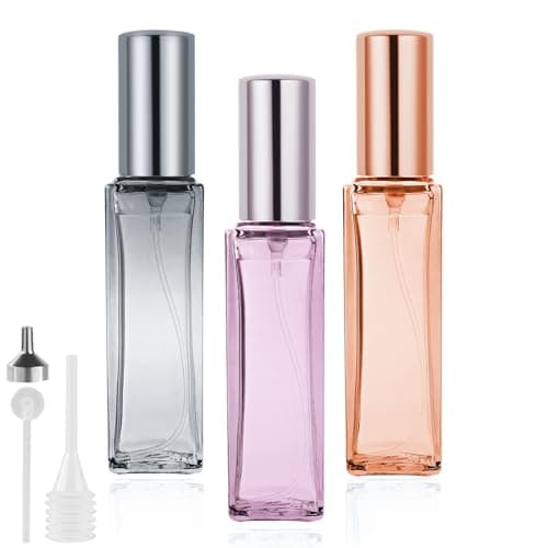 Image of LOPHE Perfume Atomiser Refillable, Mini Perfume Refill Bottles, Empty Clear Glass Perfume Atomiser Spray Bottles, Portable Atomiser with Fine Mist for Daily Business Trips, 20 ml 3 Pcs Mixed Colors