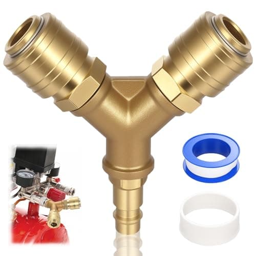 Image of Airline Hose Connectors, Brass Air Line Fittings 1/4 BSP Airline Fittings, 2 Way Y-Splitter Connector, Air Compressor Fittingss, 1/4 BSP Quick Release Coupler for aAir Lines & Tools