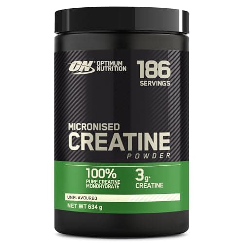 Image of Optimum Nutrition Micronised Creatine Powder, 100% Pure Creatine Monohydrate Powder for Performance and Muscle Power, Unflavoured Shake, 186 Servings, 634 g