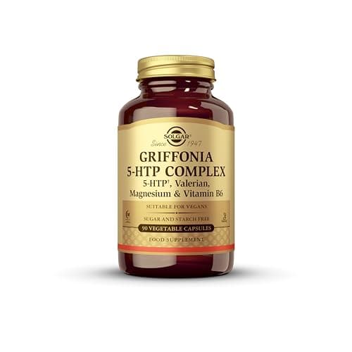 Image of Solgar Griffonia 5-HTP Complex, Sleep and Mood Support with Valerian Root, Magnesium, and Vitamin B6, Vegan & Gluten Free, Pack of 90, Capsules