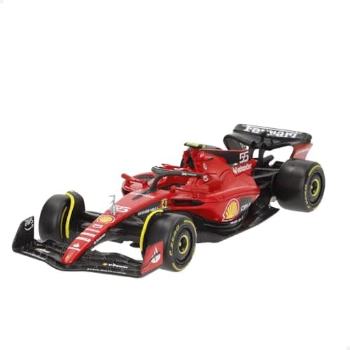 Image of Bburago Formula 1 F1 FERRARI SF-23 Race Car (Sainz) - 1:43 Scale - Incredibly Detailed Die-Cast Replica Collectible Model Vehicle, Red/Black