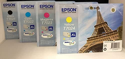 Image of Epson 4X Original T7021 T7022 T7023 T7024 XL Eiffel Tower Ink Cartridges for Workforce Pro WP4015, WP4025, WP4095, WP4515, WP4525, WP4535, WP45, WP4595