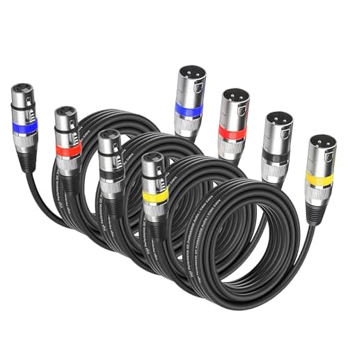 Image of YOZAIUUI 4 Packs XLR Cables 5M: Microphone 3 Pin Dmx Cables XLR Male to Female, Hi-Fi Sound Quality, Compatible with Microphones, Mixers, DMX Stage Lighting, Speakers