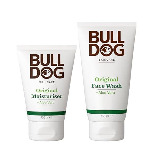 Image of Bulldog Skincare Original Men's Moisturiser, Non-Greasy Hydration, Fast Absorption Daily Moisturiser for Men 100ml + Original Face Wash for Men, Cleanses and Helps Remove Excess Oils, 150 ml