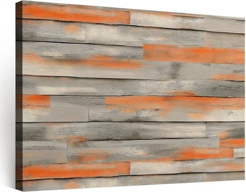 Image of Multicolour Framed Canvas Wall Art Weathered Wood Board Rustic Industrial Poster Print Wall Decor Picture Painting Ready to Hang for Home Living Room Bedroom Bathroom Decorations 16 x 12 inches