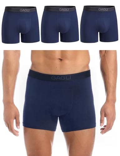 Image of Men's Boxer Shorts, Ultra-Soft Modal Boxers for men with Breathable & Tagless Design, Moisture-Wicking 3'' (UK, Alpha, M, Regular, Regular, Navy Blue)