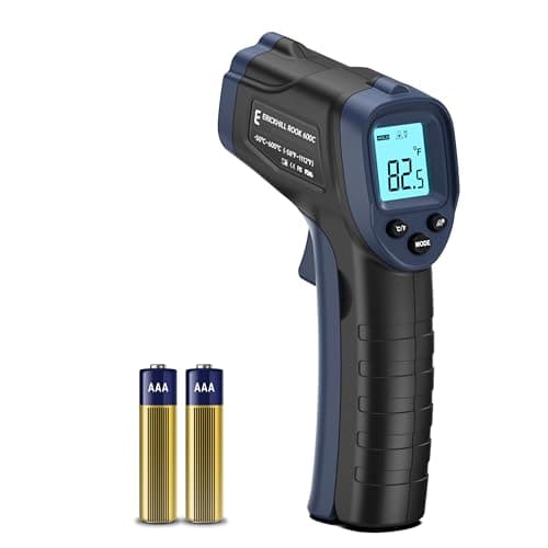 Image of ERICKHILL Infrared Thermometer -50℃~600℃ Compact Size Non-Contact Laser Thermometer Gun LCD Backlit Digital Display Adjustable Emissivity - for Vehicle Repair/Cooking/BBQ/Freezer/Food, Black Blue
