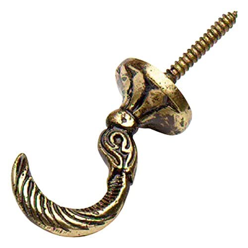 Image of Merriway® BH01608 (2 Pcs) Large Egyptian Curtain Drapery Hold Back Tie Back Hooks, 45mm (1.3/4 inch) Solid Brass - Pack of 2 Pieces