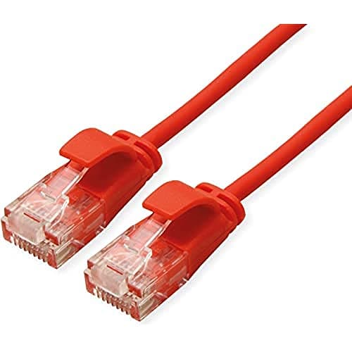 Image of ROLINE UTP DataCenter Patch Cable Cat.6A (Class EA), LSOH, Slim, Red, 0.5 m