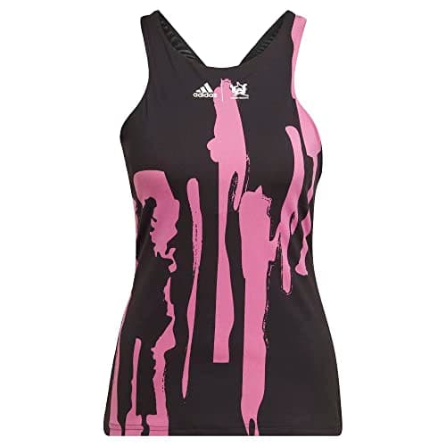 Image of Adidas Women's Thebe Magugu Tennis New York Y-Back Tank Top, Black/Semi Pulse Lilac, XS