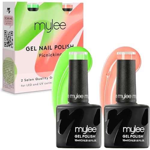 Image of Mylee Gel Nail Polish Colour Set 2x10ml [Picnicking Duo] UV/LED Soak-Off Nail Art Manicure Pedicure for Professional, Salon & Home Use [Spring/Summer 2024] - Long Lasting & Easy to Apply