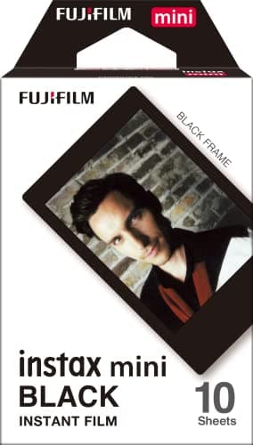 Image of instax mini instant film, Black border, 10 shot pack, suitable for instax mini cameras and printers
