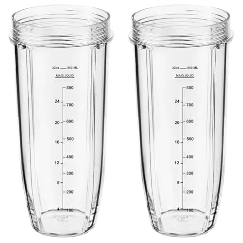 Image of 950ml Tall Cups Replacement for Ninja Auto-iQ Blender BN750UK bn495uk BN800UK cb100uk BL450 BL480 BL490 BL491 BL492 BL682, Nutri Ninja Cup Part (2 Pack)