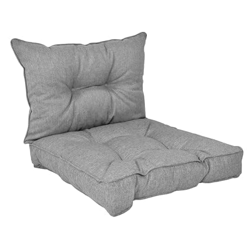 Image of POKAR Garden Cushions Patio Chair Rattan Outdoor Cushion Sofa Pallet Set - 2 Pieces: Seat Cushion 70 x 70 cm & Back Cushion 70 x 40 cm, Grey