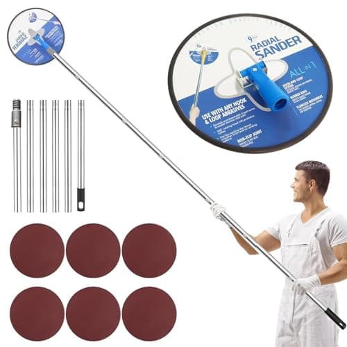 Image of Drywall Pole Sander, 12.5-65 Inch Adjustable Sanding Pole for Walls & Ceilings - Wall Sander with Pole Includes 6 Sanding Sheets (80 to 320 Grit) for Sanding High Ceilings(Blue)