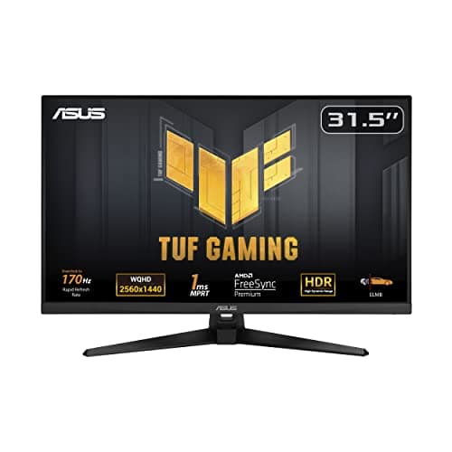 Image of ASUS TUF Gaming VG32AQA1A - 31.5 inch WQHD Monitor - 170Hz, 1ms GtG, FreeSync Premium & G-Sync compatible, DisplayHDR 400 - Fast IPS Panel, 16/9, 2560x1440, DP, HDMI, USB, Ergonomic, Speaker