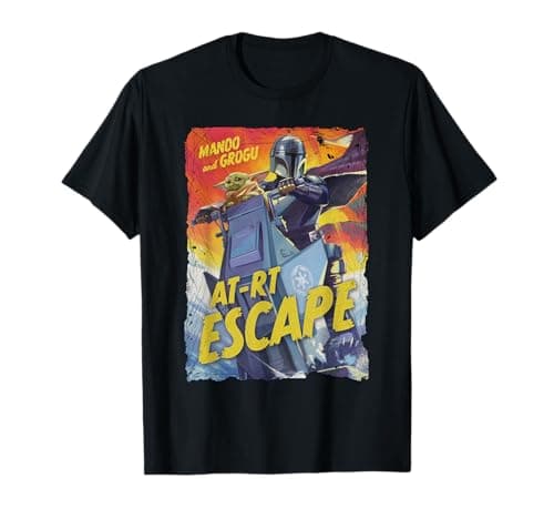 Image of Star Wars The Mandalorian and Grogu Movie Mando AT-RT Escape T-Shirt
