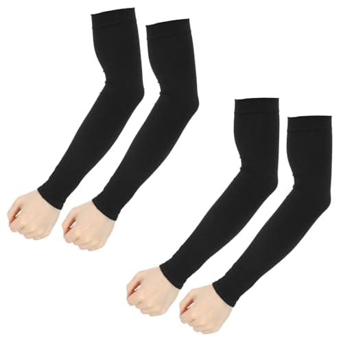 Image of Ouligay 2 Pairs Arm Sleeves for Men Women UPF 50 UV Sun Protection Arm Sleeves Cooling Sport Compression Tattoo Cover Up Sleeve(black)