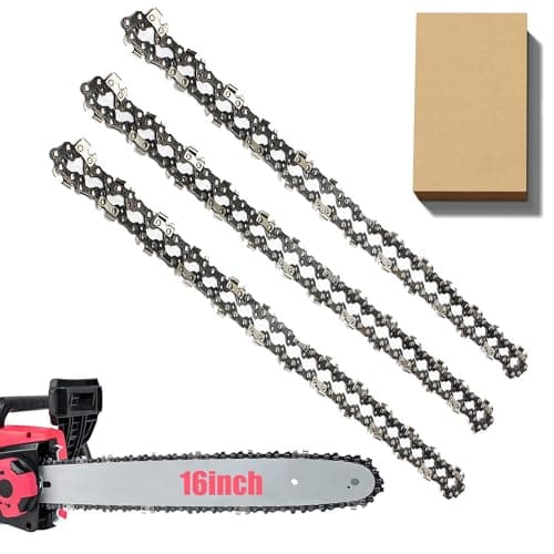 Image of 3 Pack Chainsaw Chain for 16 Inch (40cm) Bar, 56 Drive Links, 3/8" LP Pitch, 0.050" Gauge, Replacement Chain fits for Oregon Titan TTL758CHN, Einhell GH-EC 2040, McCulloch, Black & Decker Chainsaws