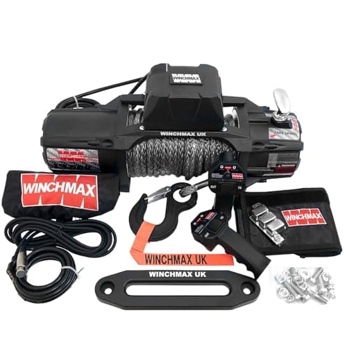 Image of WINCHMAX 13,500lb (6,123kg) SL Series Military Grade 12v Electric Winch. 28m x 11mm Dyneema Synthetic Rope. Competition Hook.