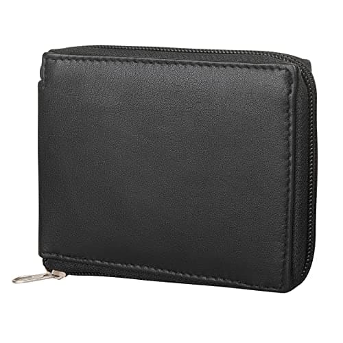 Image of RAS 1184 Men's Leather Wallet with Full Zip Black 11.5 cm x 9.5 cm