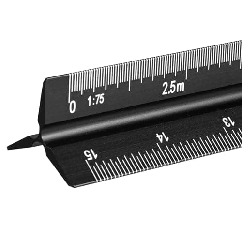 Image of Architectural Scale Ruler 30cm Aluminum Triangular Scale Rule Architect 12 Inch Metal Triangle Ruler Metric 1:20, 1:25, 1:50, 1:75, 1:100, 1:125 for Architects Draftsman Engineers