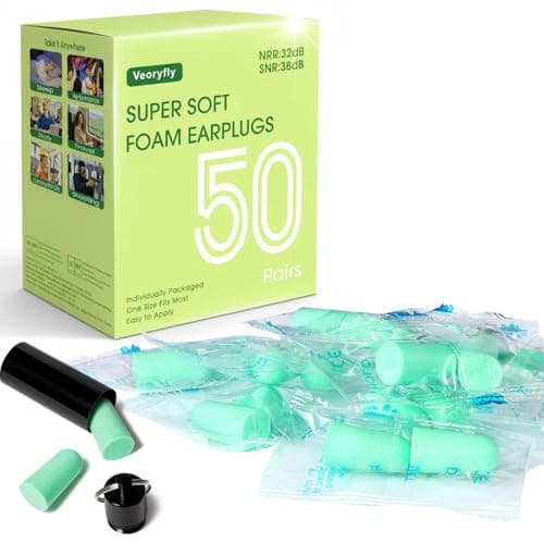Image of 50 Pairs Foam Ear Plugs, Soft Disposable Ear Plugs Noise Cancelling with a Travel Case, 38dB SNR Noise Reduction Earplugs for Sleep, Automotive, Construction, Mining