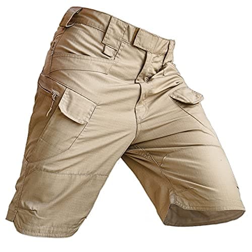 Image of MakingDa Men's Waterproof Anti Scratch Shorts Casual Breathable with Zip Pockets Cargo Pants Lightweight Walking Tactical Military Work Fishing Running Hiking Camping Khaki XXL