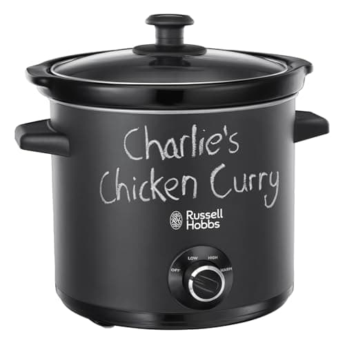 Image of Russell Hobbs Chalkboard 3.5L Electric Slow Cooker - Cooks upto 4 portions, 3 heat settings, high/low/keep warm, Removable ceramic pot for easy cleaning, Glass lid, Energy saving, 200W, 24180