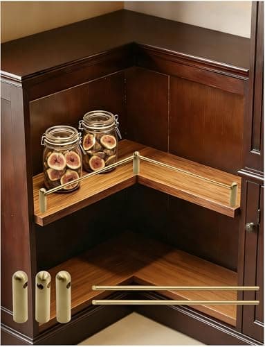 Image of CustomizableBrass Shelf Rails for 90° Corner Wall Guardrail Bar (22x8in/56x20cm) Ideal Home & Office Sto Solut