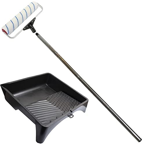 Image of 12" Paint Roller Floor Painting Kit with 15" Paint Tray & Extension Pole 0.95m DIY Home Improvement Painting Decorating