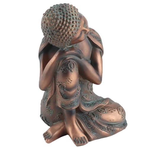 Image of Garden Buddha Statue, Large Imitation Bronze Sleeping Buddha Head Statue for Outdoor Courtyard Garden Porch Balcony