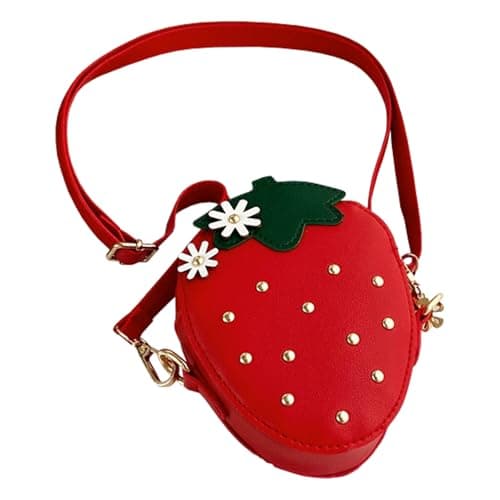 Image of HSYWSH Strawberry Handbag Strawberry shoulder bag Strawberry Purse for Girls Fruit Shape Crossbody Bag Suitable for girls as a birthday gift (red)