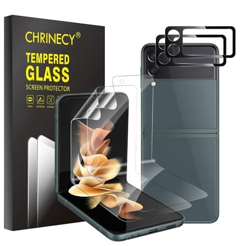 Image of CHRINECY 2 Pack Flexible TPU Film Screen Protector for Samsung Galaxy Z Flip 3 5G + 2 Pack Camera Lens Protector, Bubble-Free HD Clear Anti-Scratch Protective Film, Self-Healing