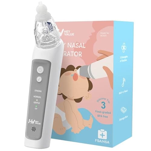Image of Nasal Aspirator for Baby, Baby Nose Sucker, Electric Nasal Aspirator for Toddler, Baby Nose Cleaner with 3 Silicone Tips, Adjustable Suction Level and Music Volume