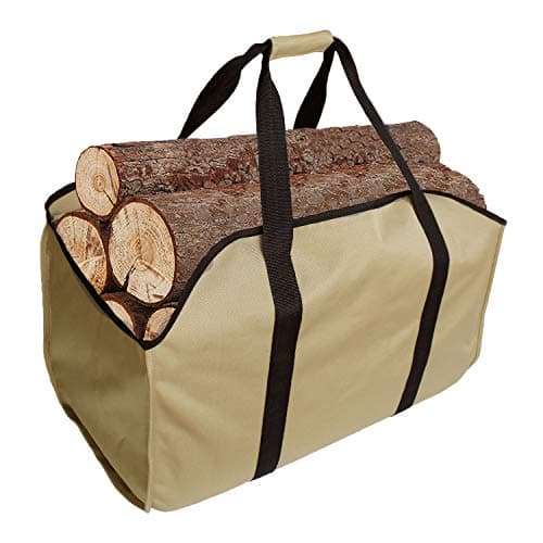 Image of Premium Firewood Log Carrier & Tote Bag - Extra Large Durable - Best for Fireplaces - Wood Stoves - Firewood - Logs - Camping - Beaches - Landscaping (darkkhaki)
