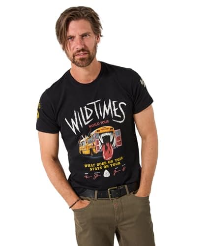 Image of Joe Browns Men's Tour Bus Retro Graphic T-Shirt, Black, M